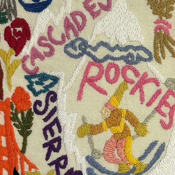 Catstudio AMERICA Embroidered Pillow 18x24 Handmade Colorful USA Decor - Picture 3 of 10